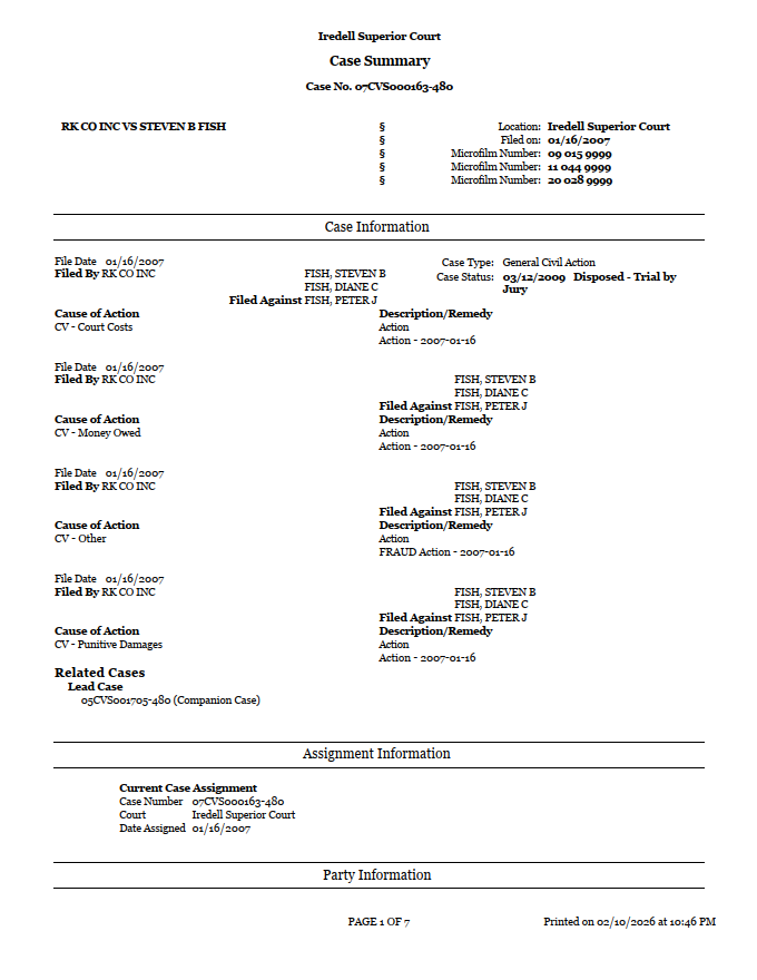Iredell Superior Court Case Summary preview
